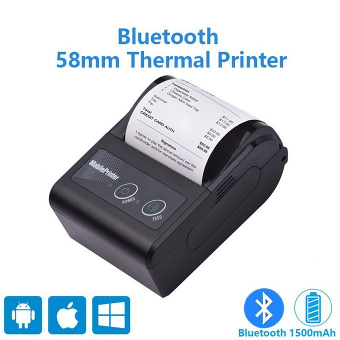 58MM Wireless Thermal Receipt Printer For Stores And Offices - Black