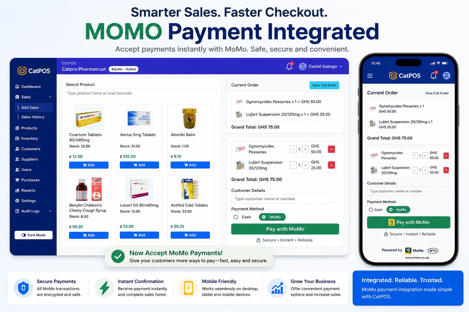 GatPOS mobile money payment screen
