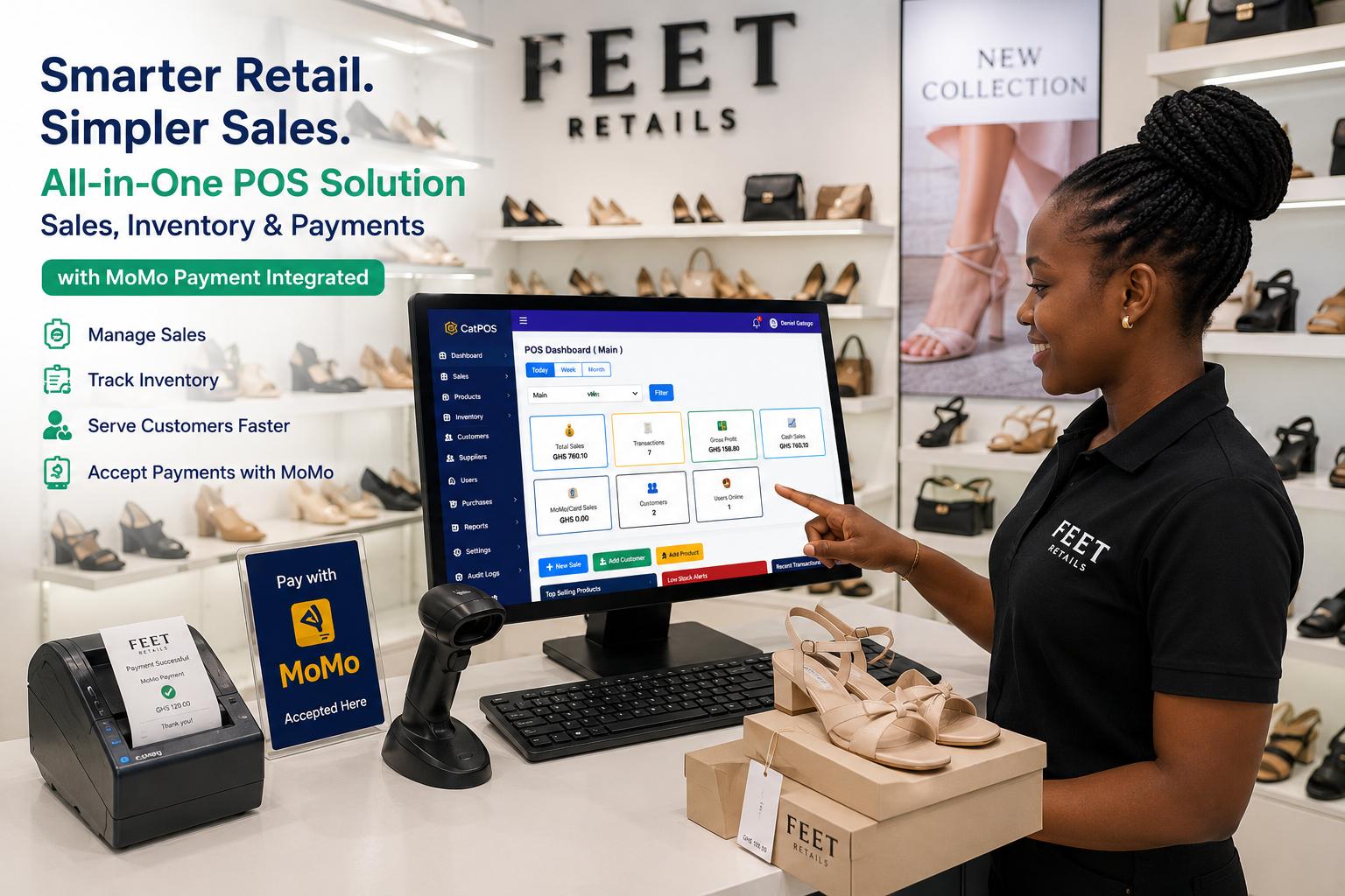 GatPOS retail navigation and report access screen