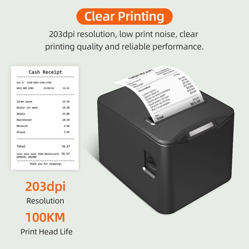 Thermal Receipt Printer 80mm Desktop Direct Thermal Printing USB+LAN Connection image 2